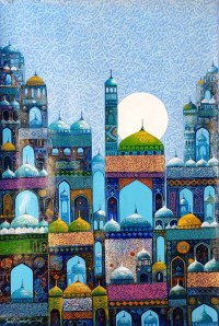 Javed Qamar, 24 x 36 inch, Acrylic On Canvas, Cityscape Painting, AC-JQ-284